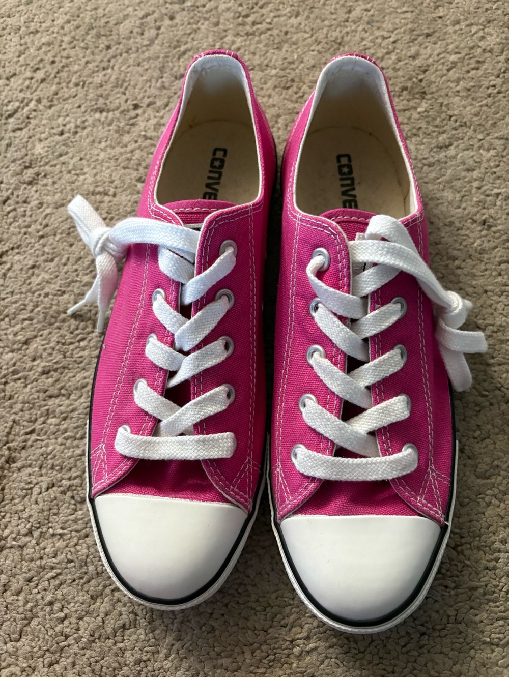 Converse Pink Low-Top Canvas Sneakers with White Laces